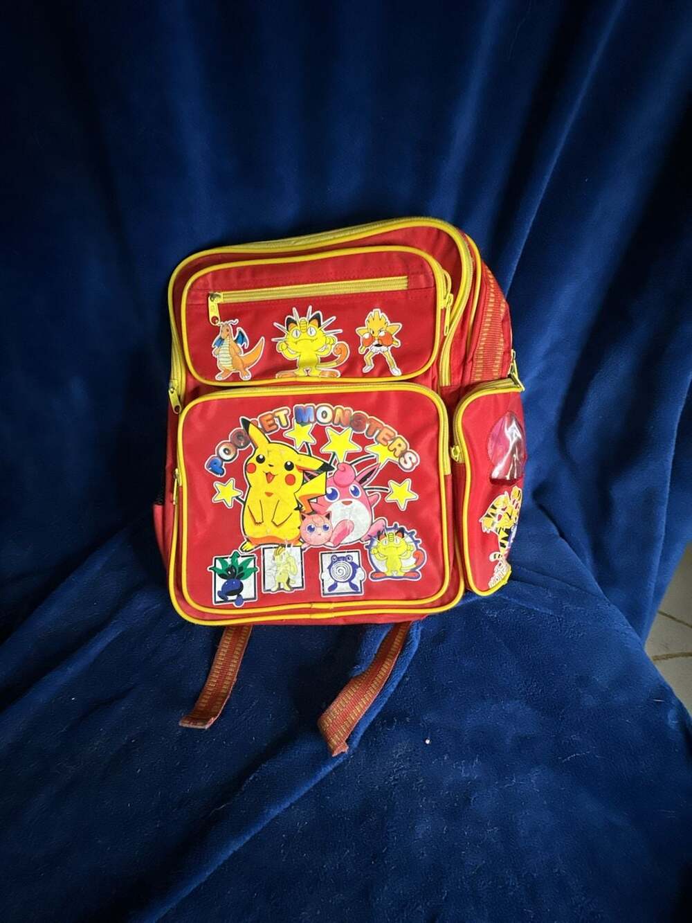 Vintage 90s Pocket Monsters Nintendo Pokemon Character Backpack Red
